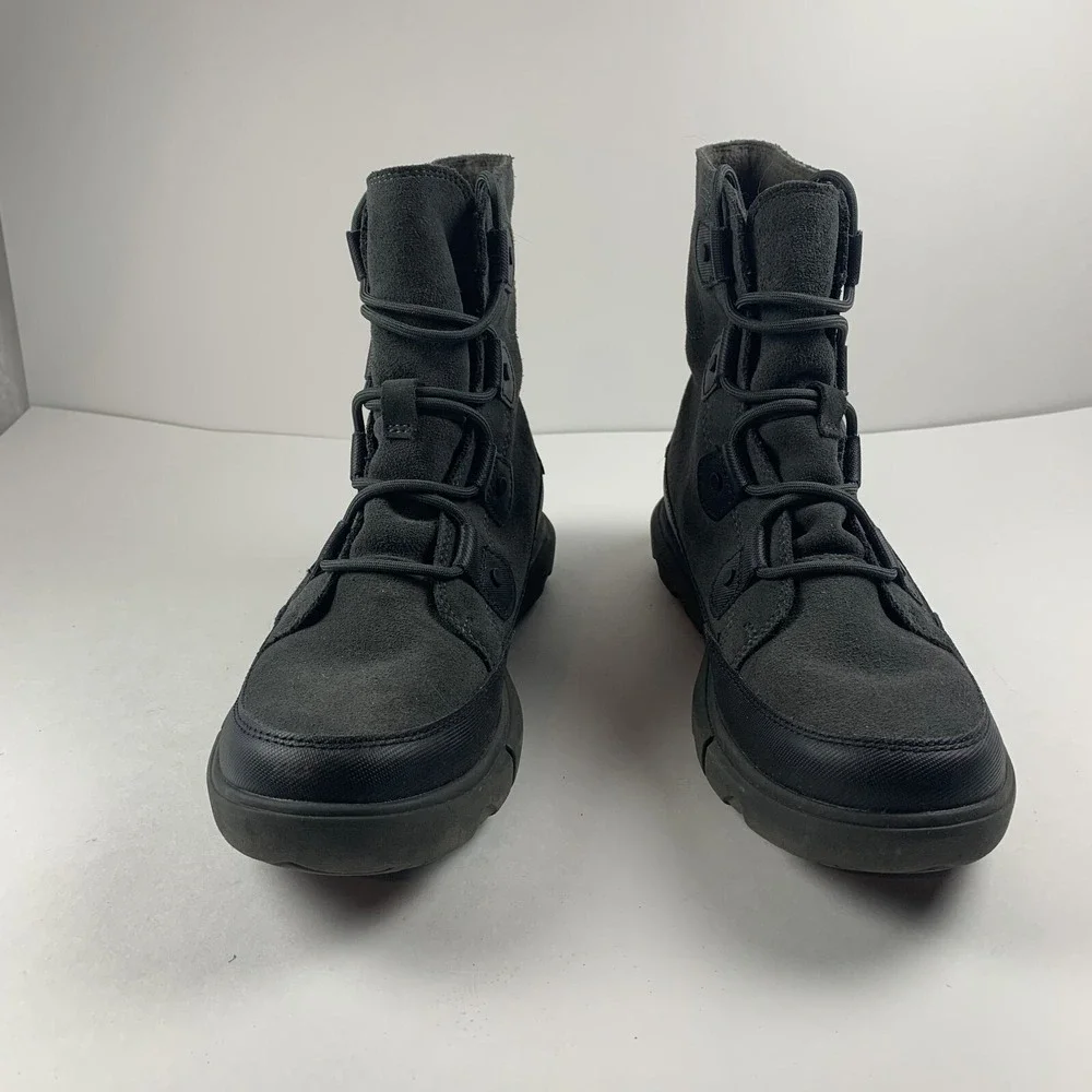 Sorel Explorer 1977211010 Boots Mens 8.5 Black Jet Suede Lace Up Waterproof 8060